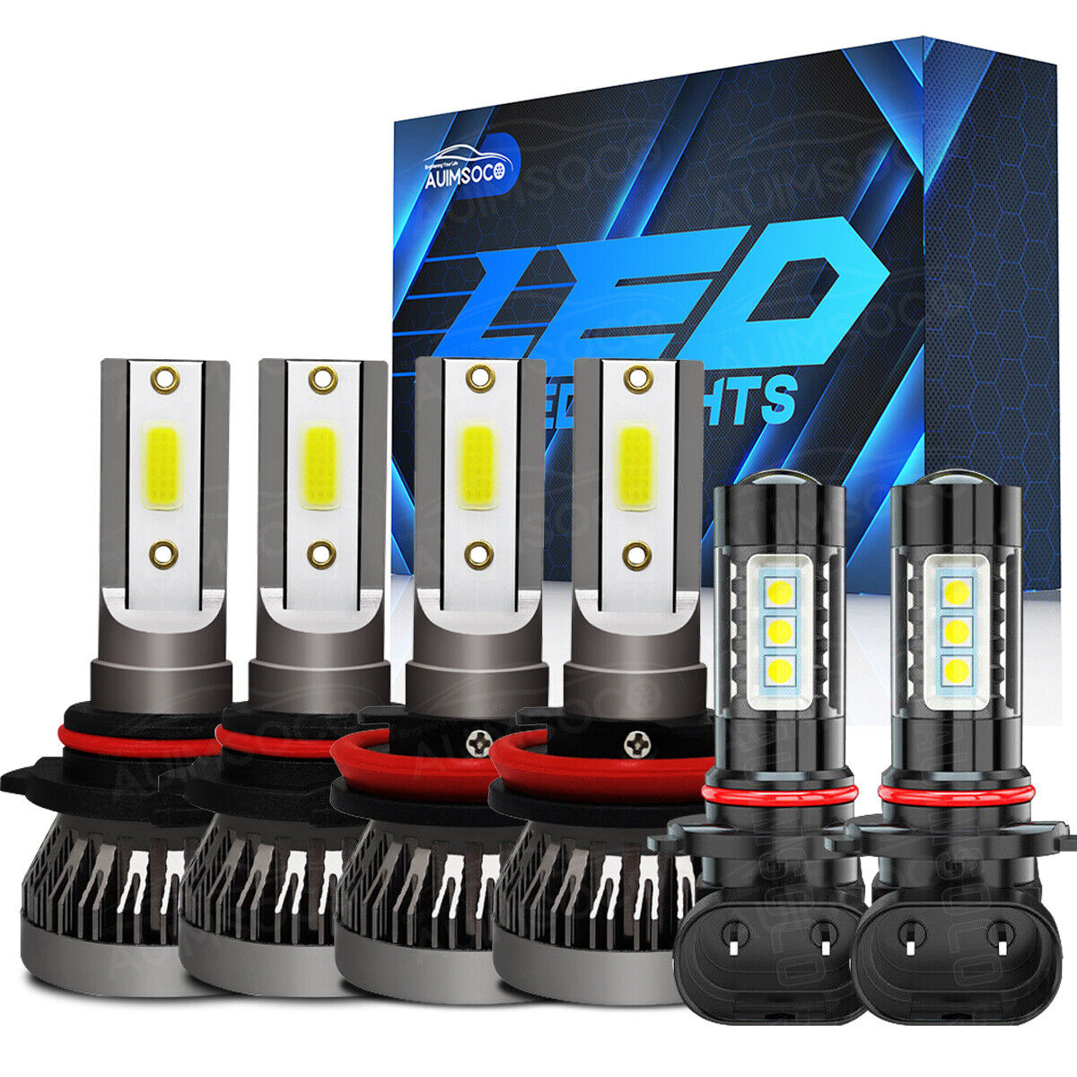 For 2015 2016 2017-2020 Ford F-150 6X White LED Headlight Hi/Lo +Fog Light Bulbs
