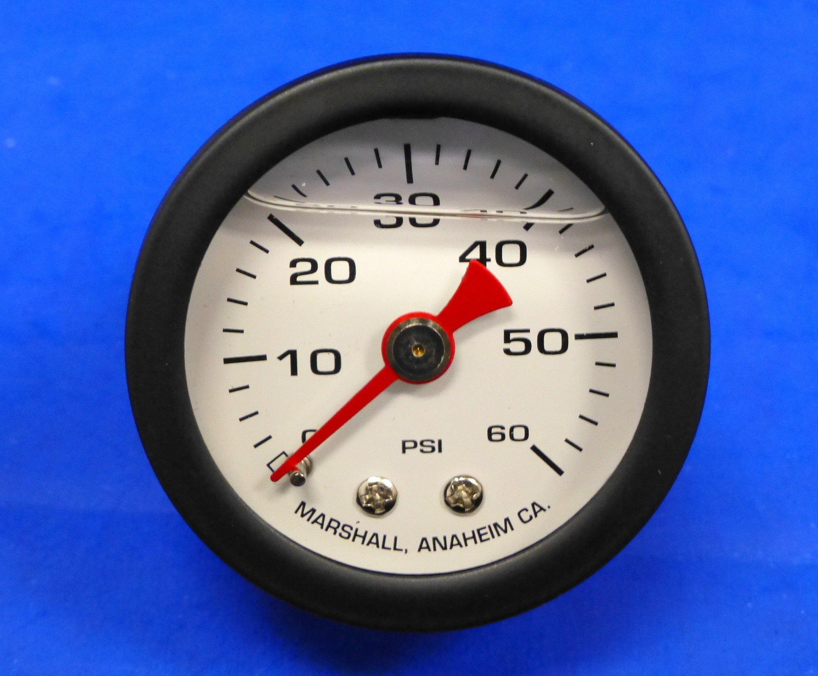 Marshall Gauge 0-60 PSI Fuel Oil Gas Pressure White Black Casing 1.5\ Marshall Gauge 0-60 PSI Fuel Oil Gas Pressure White Black Casing 1.5\