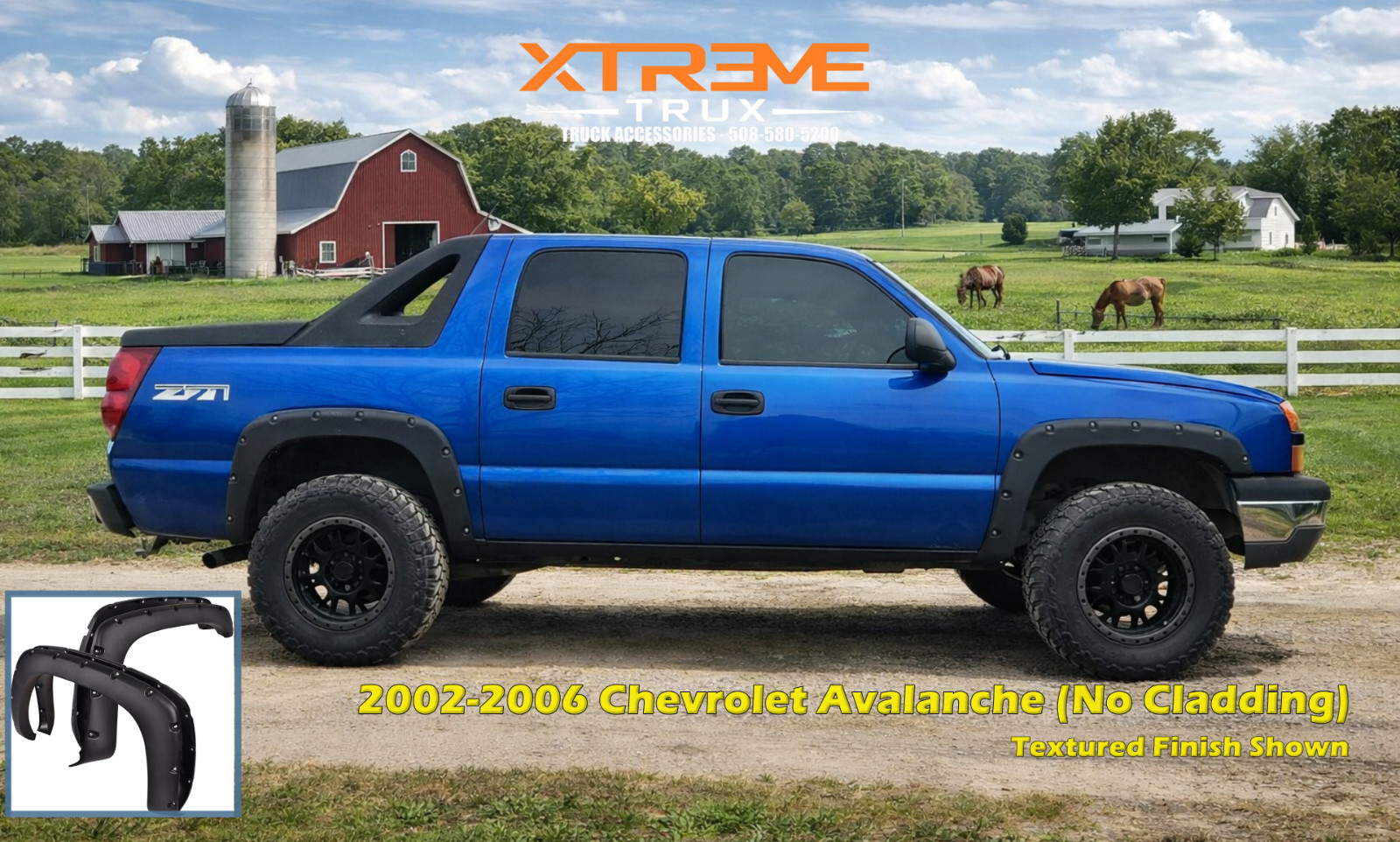 Textured Black 2002-2006 Chevrolet Avalanche Pocket Rivet Bolt Fender Flares Set
