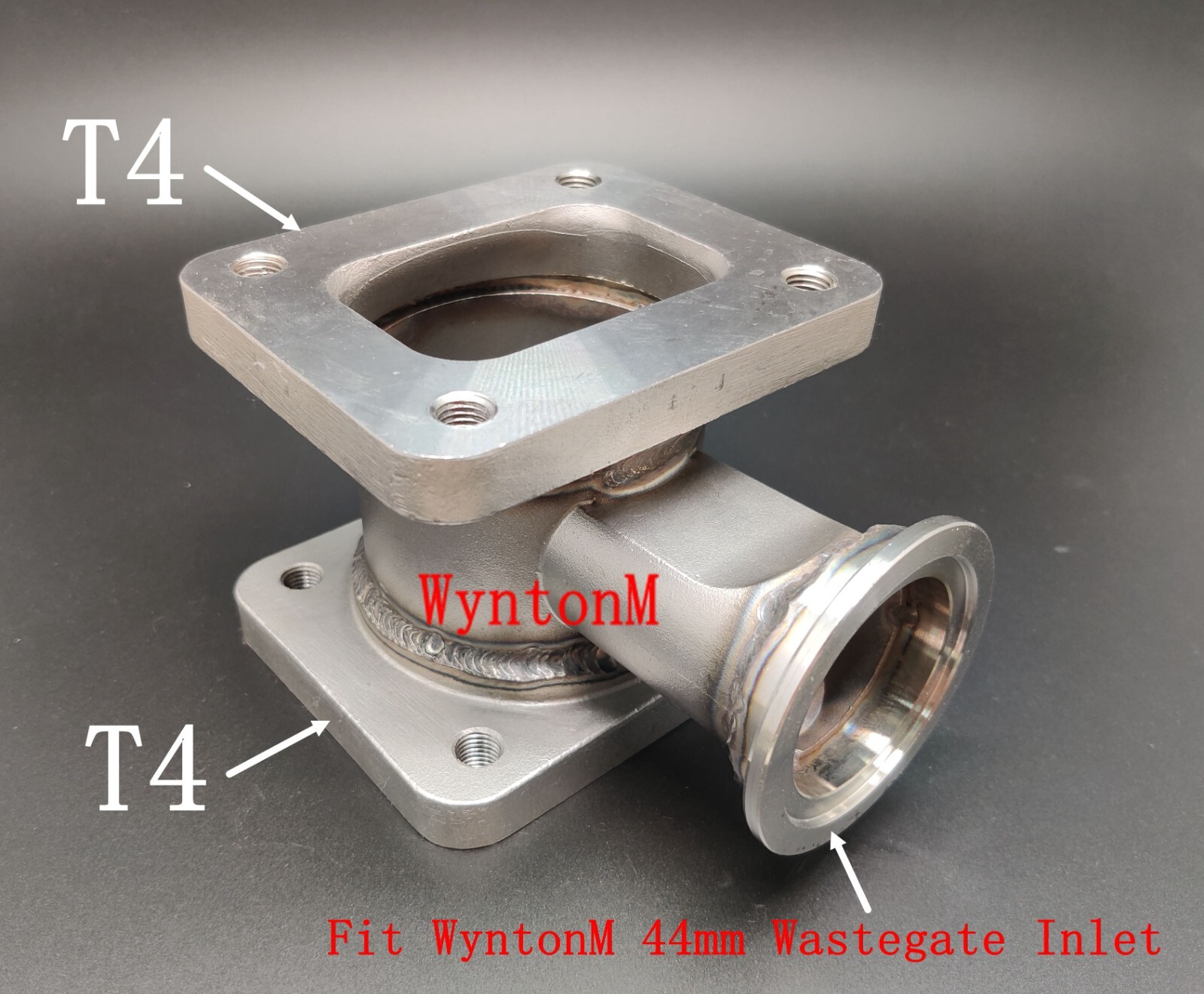 T4 to T4 Flange Adapter w/44mm MVR Wastegate Flange Vert