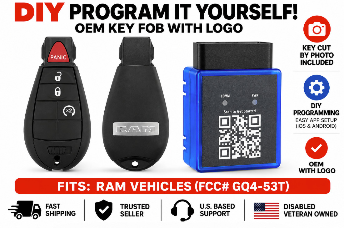DIY Mint OEM RAM 1500 2013-17 Fobik GQ4-53T + Key Cutting DIY Mint OEM RAM 1500 2013-17 Fobik GQ4-53T + Key Cutting