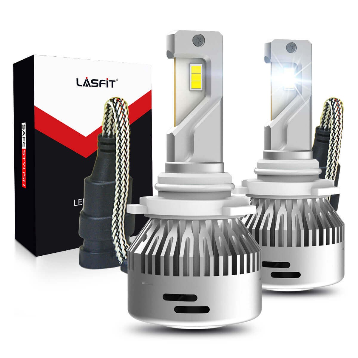 LASFIT 9005 HB3 LED Headlight Bulbs Conversion Kit High Beam Bright White 60W
