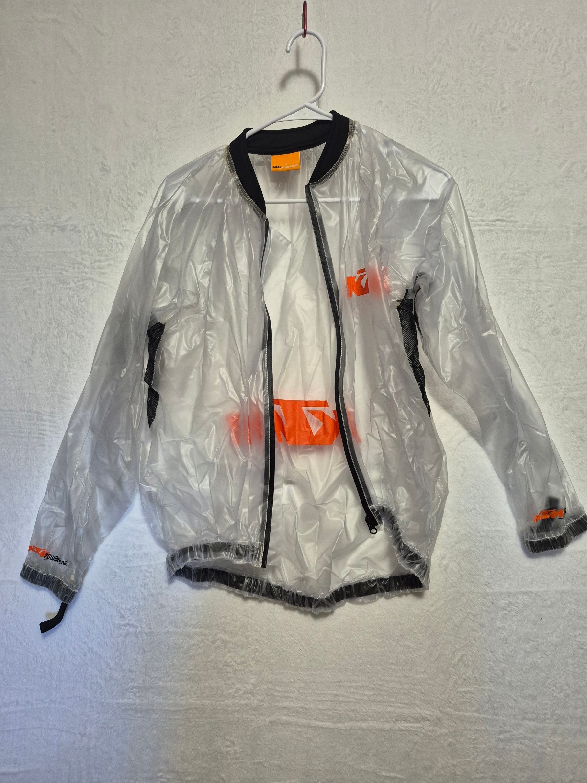 KTM PowerWear Transparent Rain Jacket Sz S Lightweight Moto Racing Windbreaker