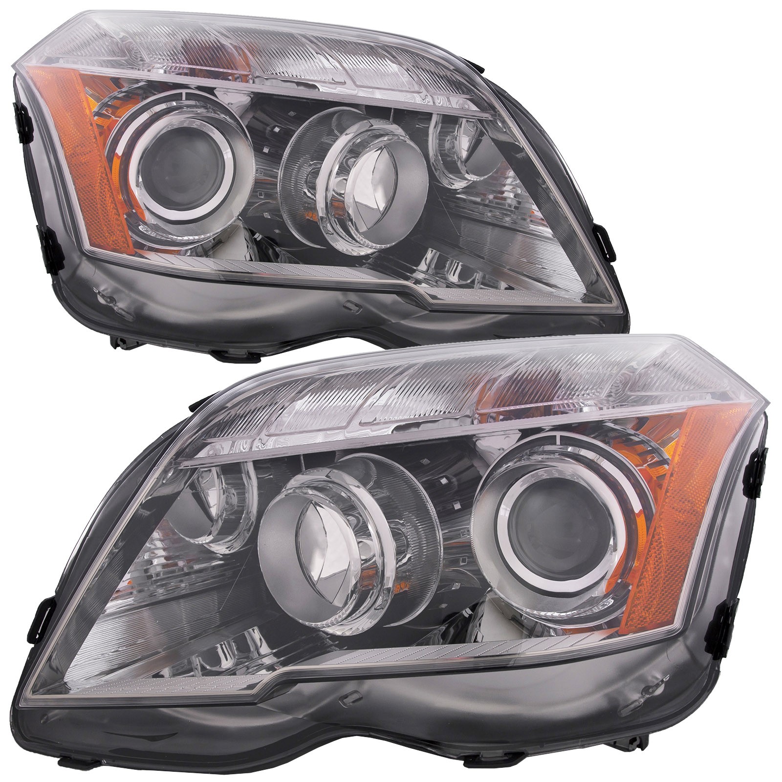 Headlight Halogen Set w/ Performance Lens Fits 10-12 Mercedes GLK 300 350 Chrome