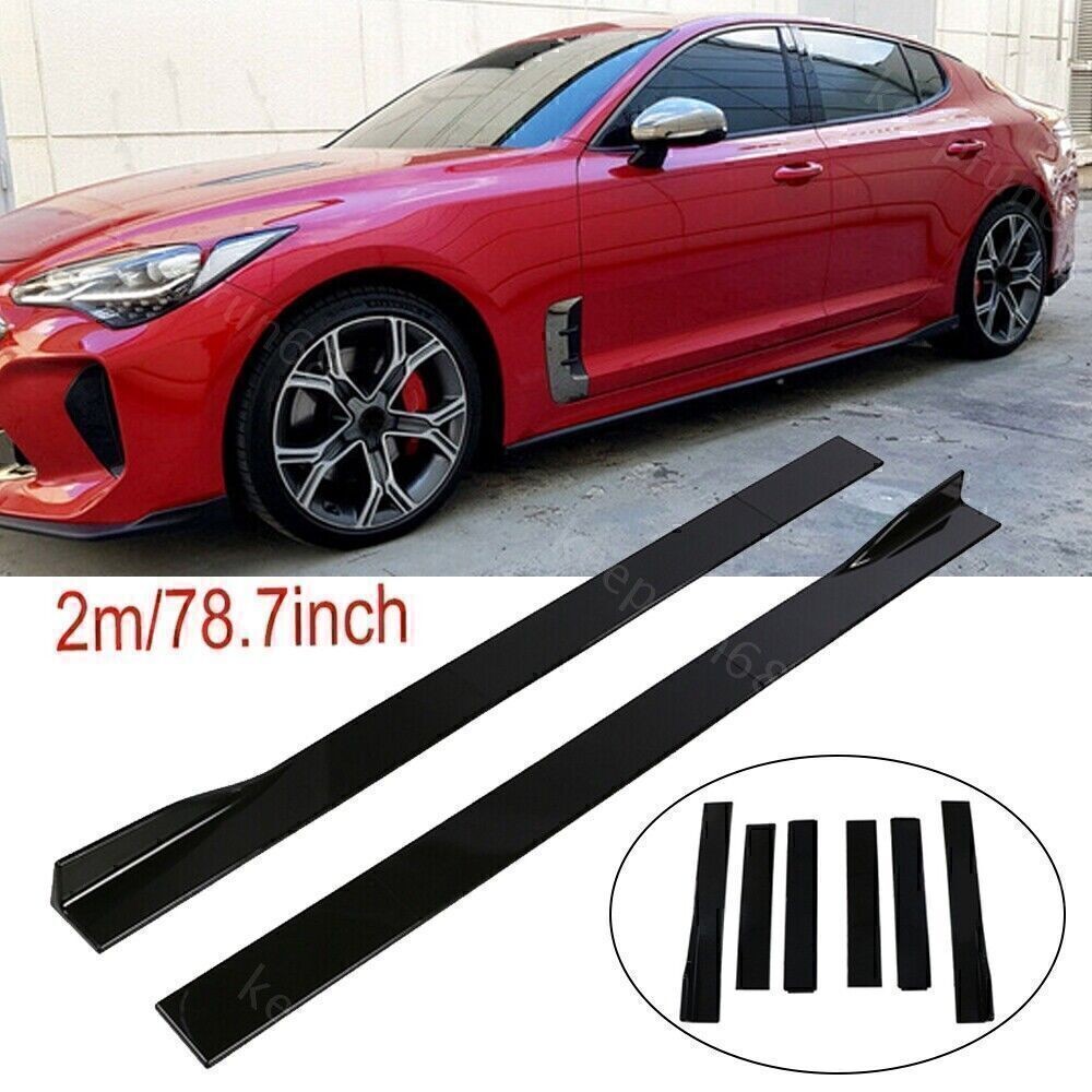 78.7'' Gloss Black Side Skirts Extension Rocker Panel Lip For Kia K3 2024-2026