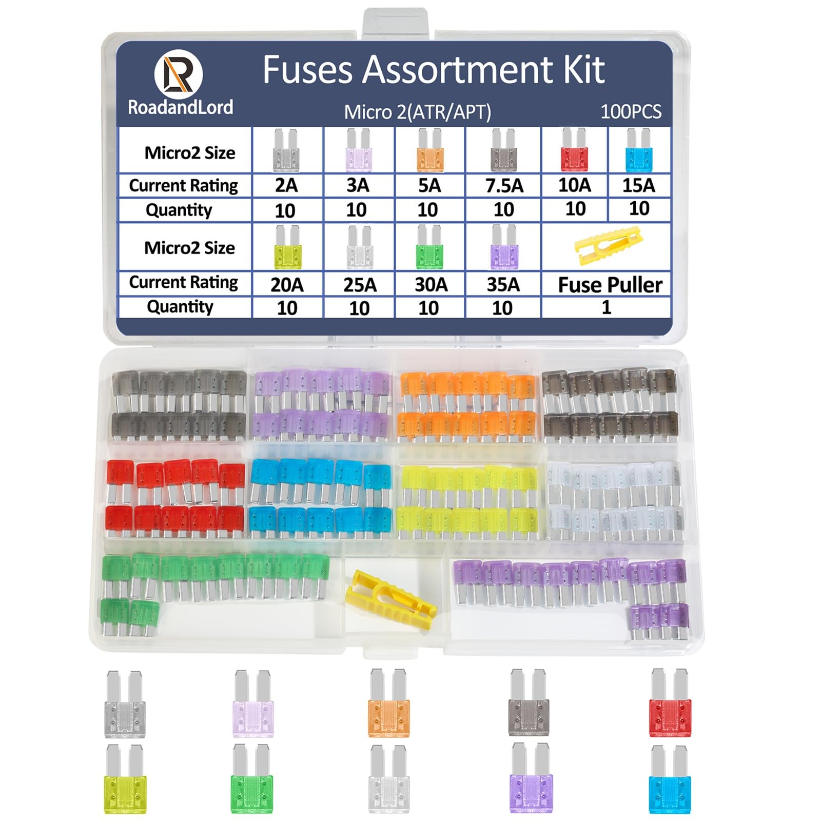 100PCS Micro 2 Blade Fuse ATR/APT Micro2 Kit 100 PCS 100PCS Micro 2 Blade Fuse ATR/APT Micro2 Kit 100 PCS