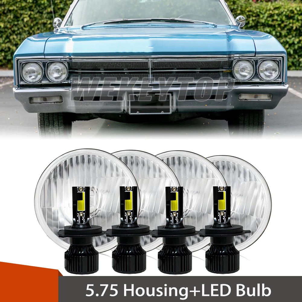 4PCS 5-3/4 5.75 LED Headlights High Low Beam H4 For Buick Wildcat 1962-1966