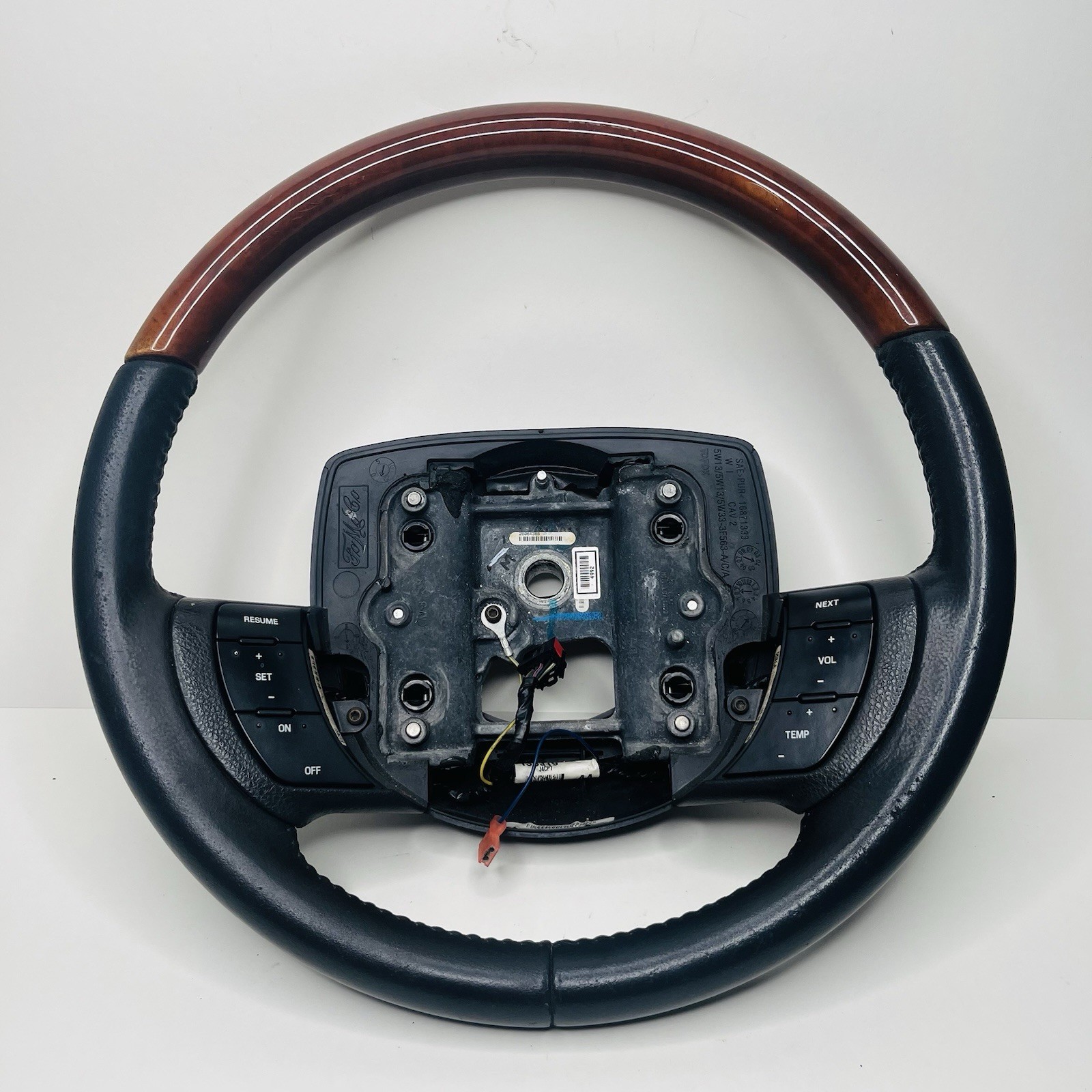 2005-11 Grand Marquis Crown Vic OEM Charcoal Black Wood Grain Steering Wheel