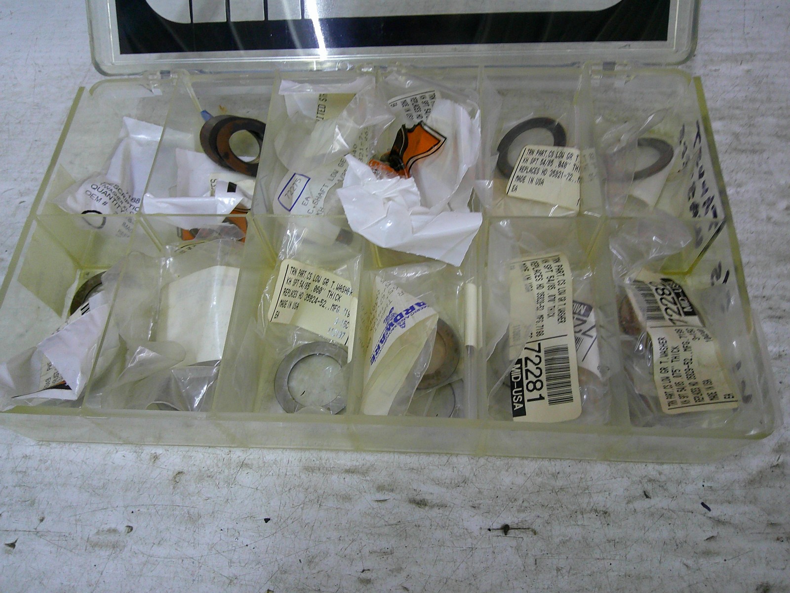 VINTAGE HARLEY K-MODEL SPORTSTER ASSORTMENT TRAY NOS 4-SPD TRANS SHIMS/SPACERS