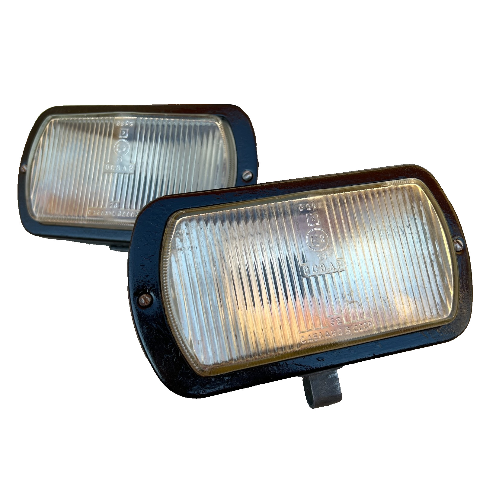 KAMAZ, KRAZ, GAZ USSR Vintage Pair Fog Lights Amber Lens Lamps for Soviet Cars.