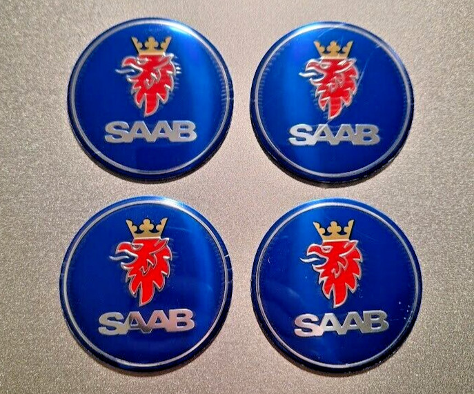 4x Saab 56mm Aluminum Center Cap Wheel Badge Cover w/ Logo 9-3 9-5 900 9000