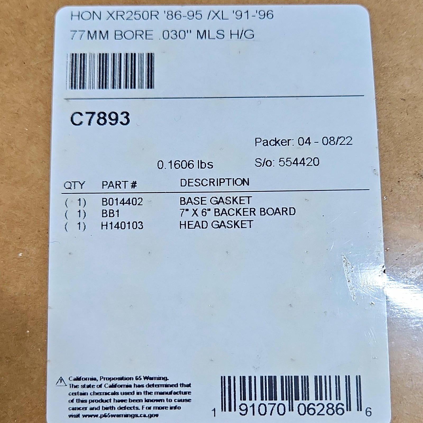 Cometic Headgasket MLS Honda XR250R \'86-95 xl250 \'91-96 77mm C7893 NEW .030\ Cometic Headgasket MLS Honda XR250R \'86-95 xl250 \'91-96 77mm C7893 NEW .030\