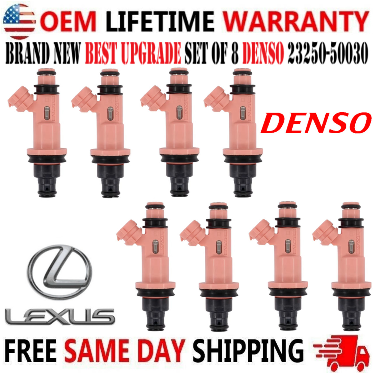 Brand NEW DENSO 8pcs Best UPGRADE Fuel Injectors for 1998-10 Lexus 4.0L V8 4.3L