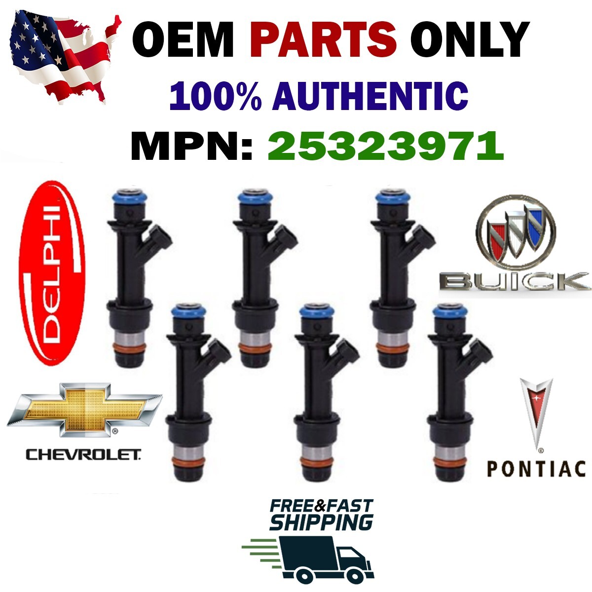 OEM x6 Delphi Fuel Injectors for 2000-2005 Chevrolet & Buick & Pontiac 3.8L V6