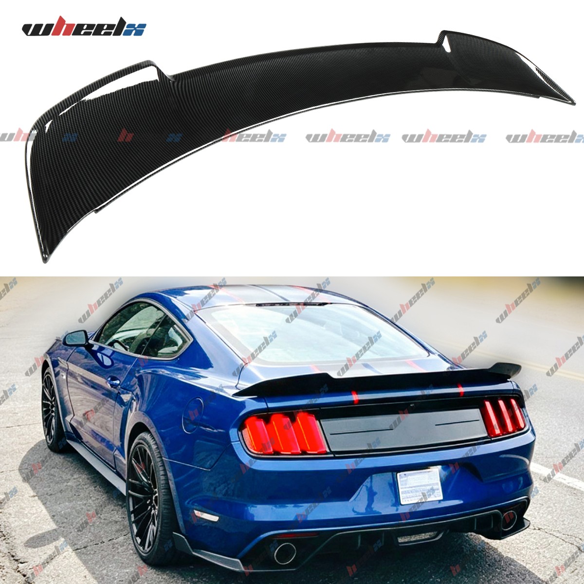 MD Style HighKick Trunk Spoiler Wing For 2015-2023 Ford Mustang GT Carbon Fiber