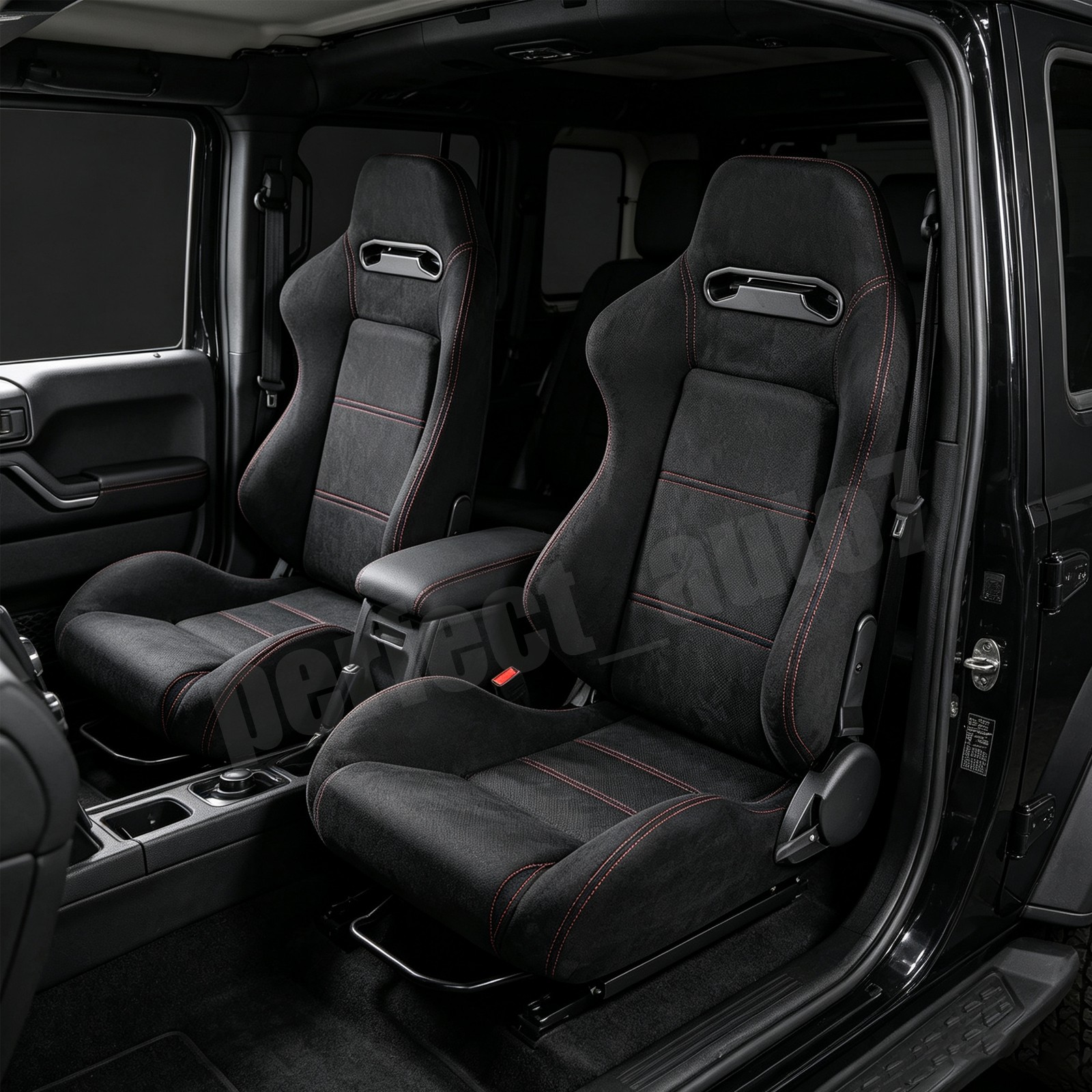 2X Adjustable Car Universal Racing Bucket Seats Black Reclinable Racing Seat