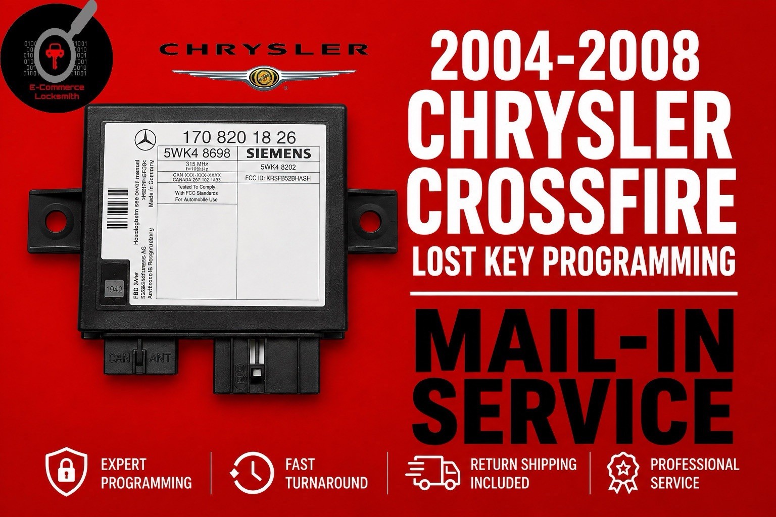 2004-2008 Chrysler Crossfire Lost Key Program By SKREEM Module Mail-In Service🔑