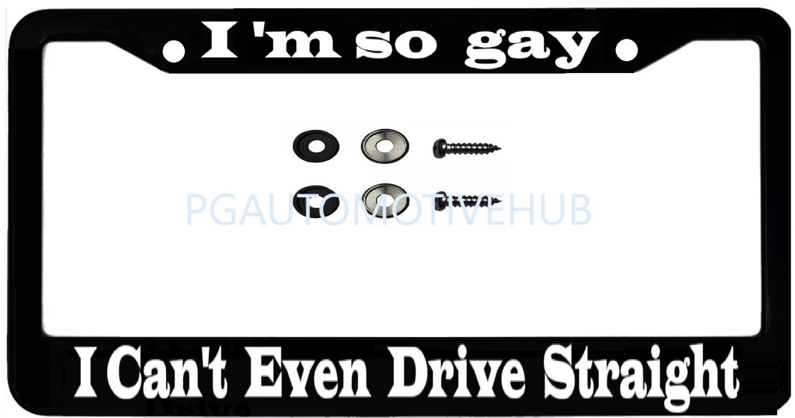 License Plate Frame Stainless Steel Vinyl Lettering for I\'m So Gay