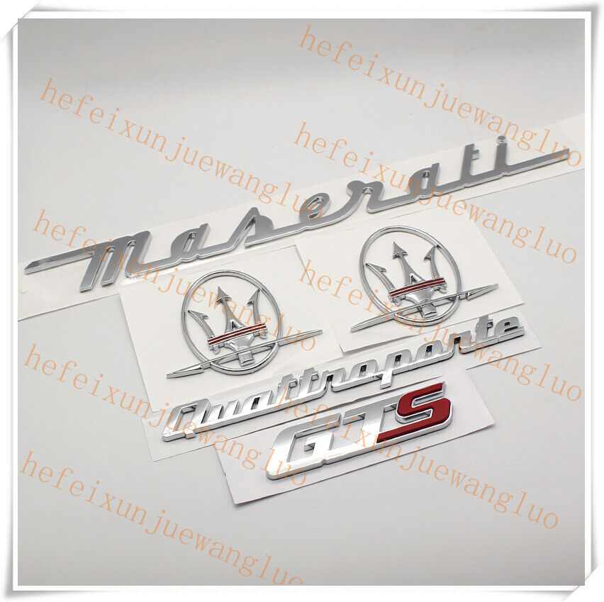 5pc Chrome Red Emblem For Maserati Quattroporte GTS Side Trunk Badges Nameplate