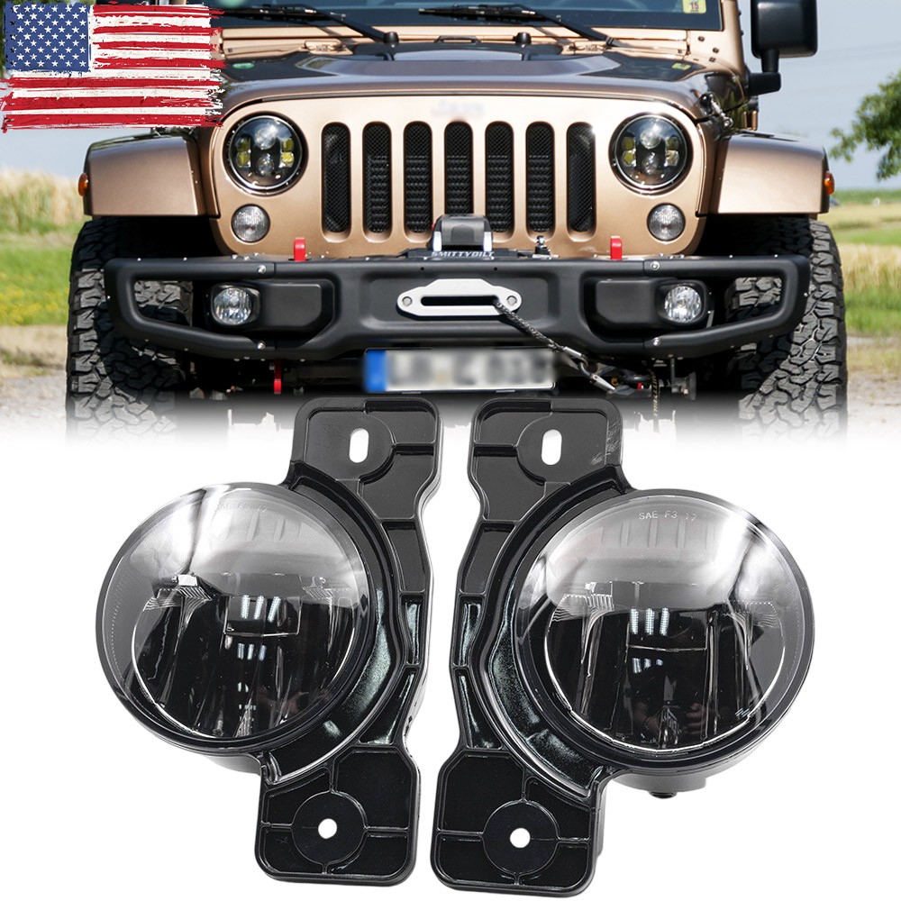Pair LED Fog Lights For Jeep Wrangler JL Mopar 10th 75th Anniversary 2017-2021