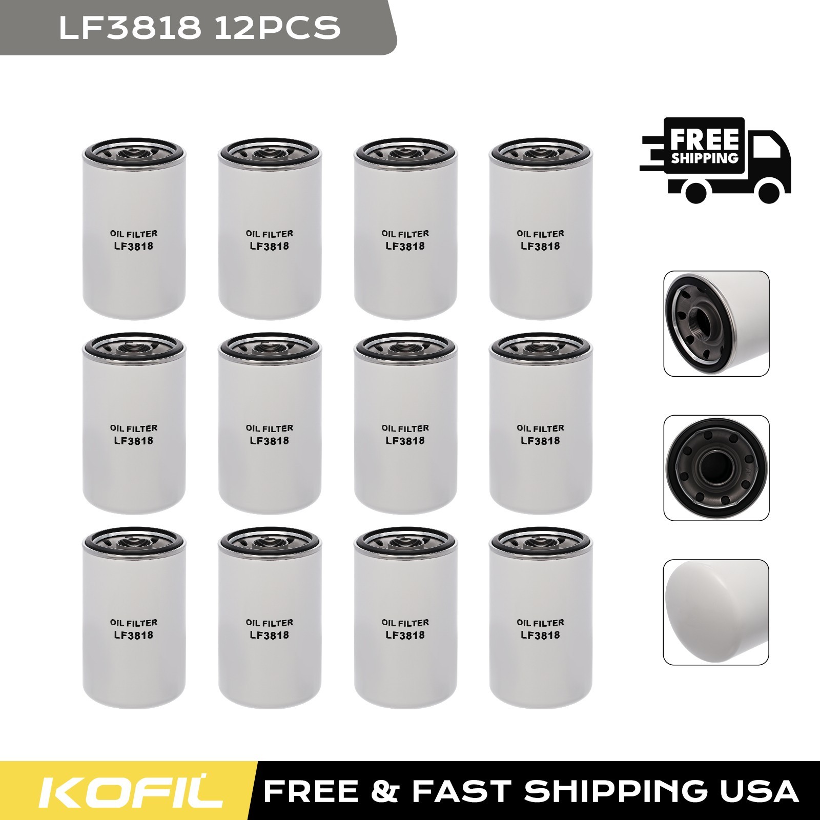 12pack, LF3818 Engine Oil Filter Fit: Hino Kobelco New Holland Volvo