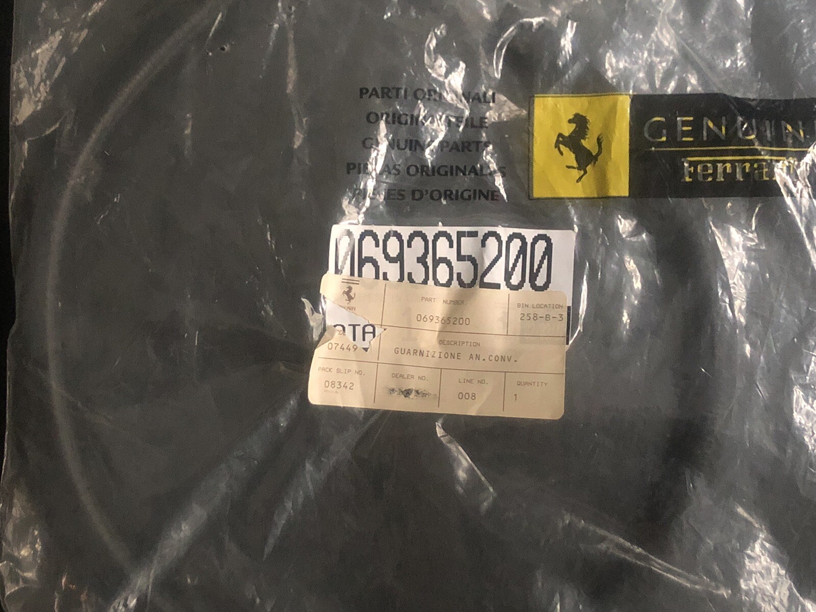 Ferrari 599 GTO/SA Aperta Air Intake Gasket Brake Duct 69365200 NOS OEM NEW Ferrari 599 GTO/SA Aperta Air Intake Gasket Brake Duct 69365200 NOS OEM NEW