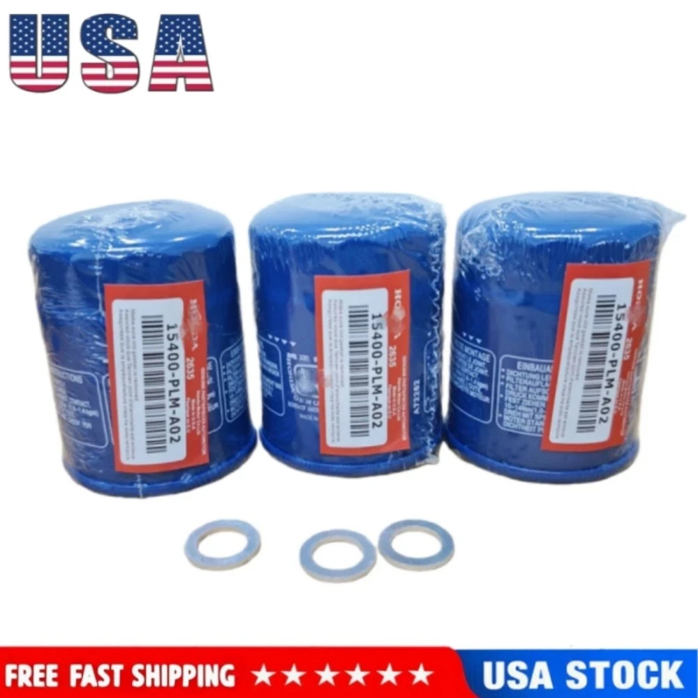 3PCS with Washers For Honda Genuine Oil Filters 15400-PLM-A02 NEW SEALED USA 3PCS with Washers For Honda Genuine Oil Filters 15400-PLM-A02 NEW SEALED USA