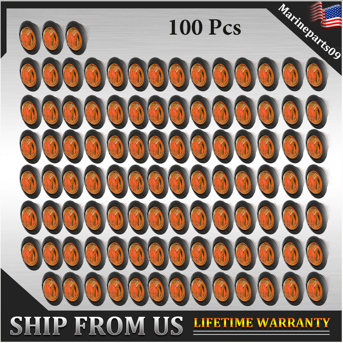 100X Amber 3/4'' LED Side Marker Lights Truck Trailer 12V Bullet Clearance Light