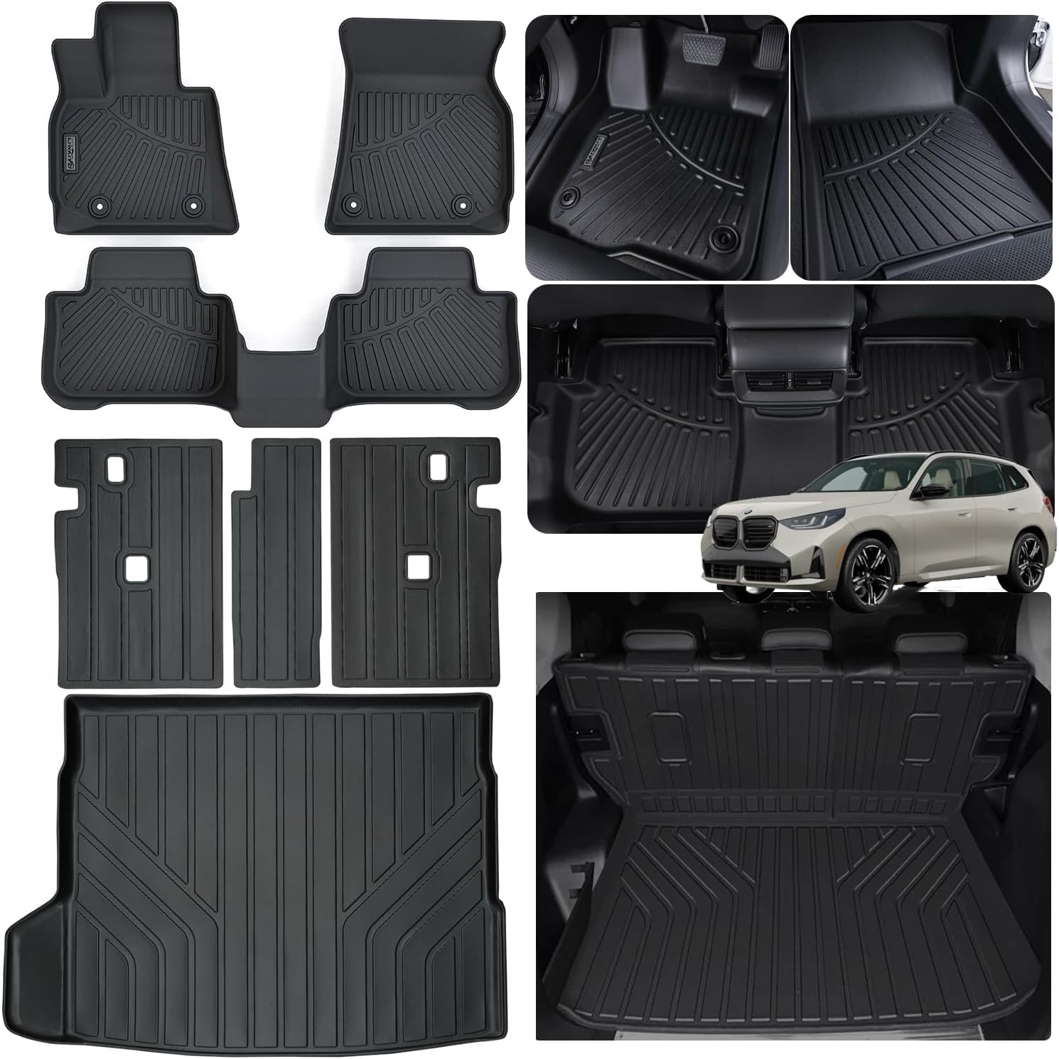 LJWAITO TPE All-Weather Floor, Cargo & Backrest Liners for 2025 BMW X3-ABK 1396P