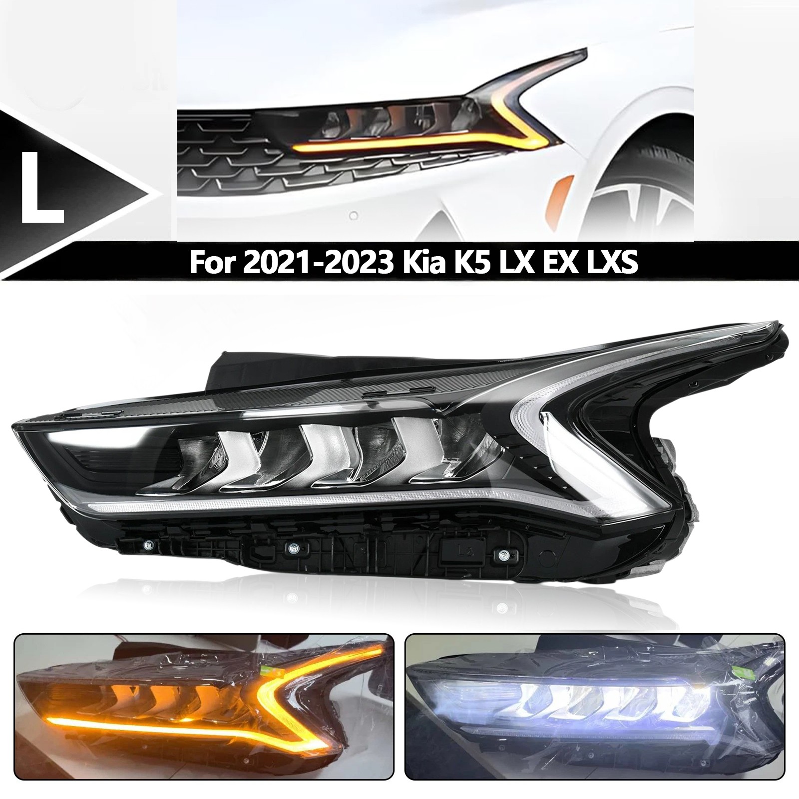 Left or Right Headlight Front LED Lamp for Kia K5 LX EX LXS 2021-2023 Assembly