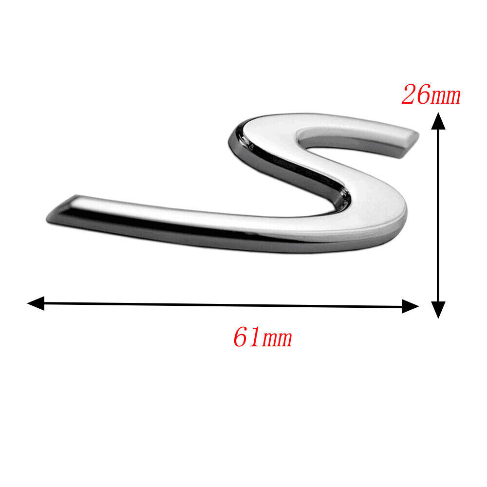 1x S Letter Rear Trunk Tailgate Badge Emblem Sticker Decor
