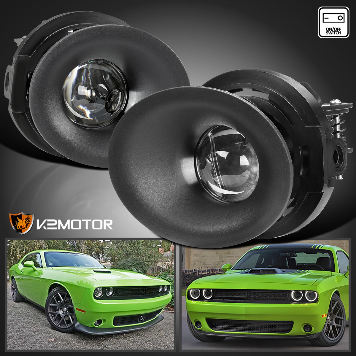 Fits 2015-2023 Dodge Challenger Clear Projector Fog Lights Lamps+Bulbs+Switch Fits 2015-2023 Dodge Challenger Clear Projector Fog Lights Lamps+Bulbs+Switch