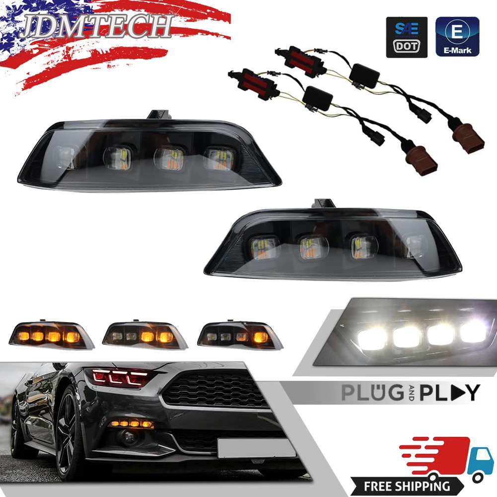for 2015-2017 Ford Mustang Fog Lights LED DRL Sequential Signals Left & Right