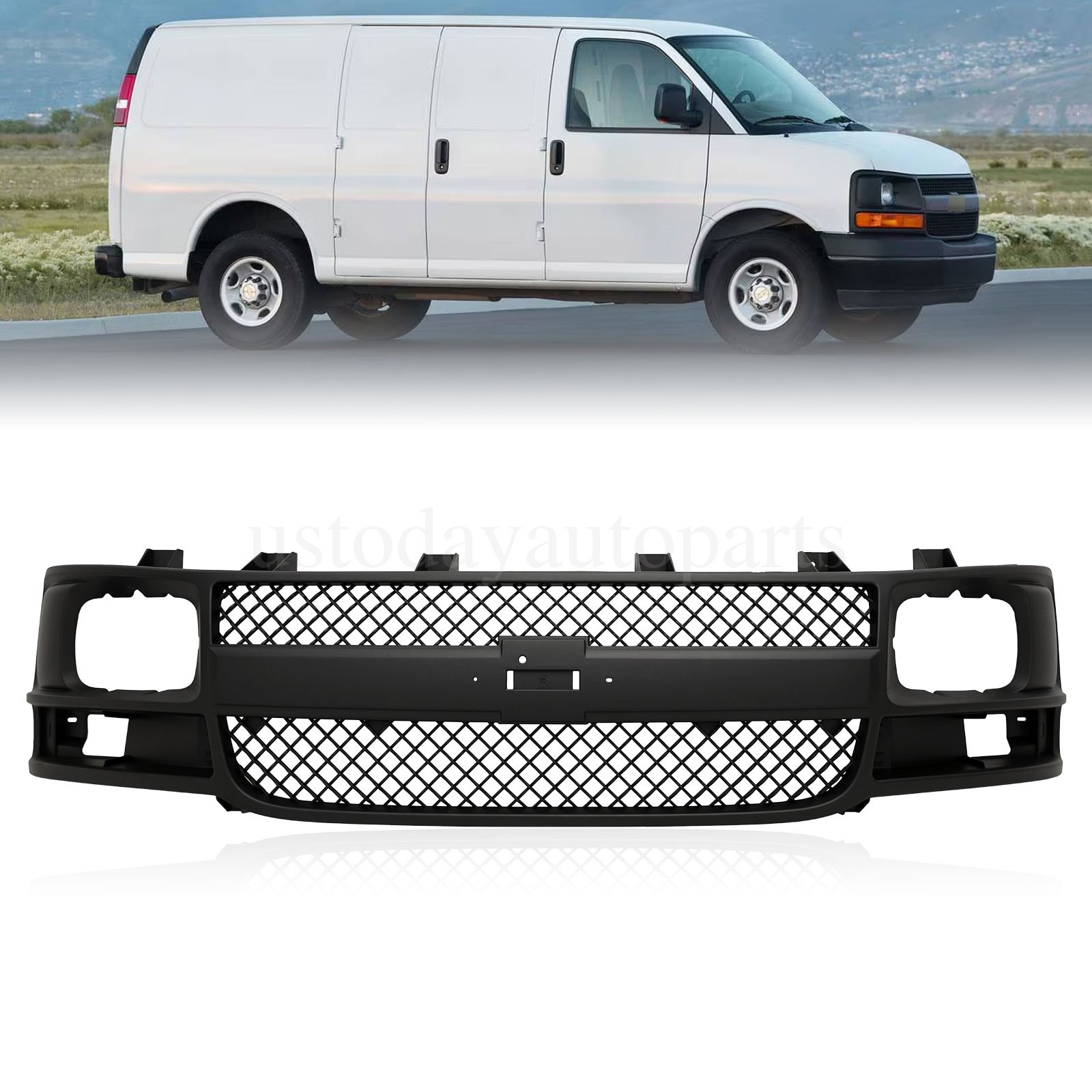 Front Grille Assembly Grill For 2003-2017 Chevrolet Express 1500 2500 3500 Van
