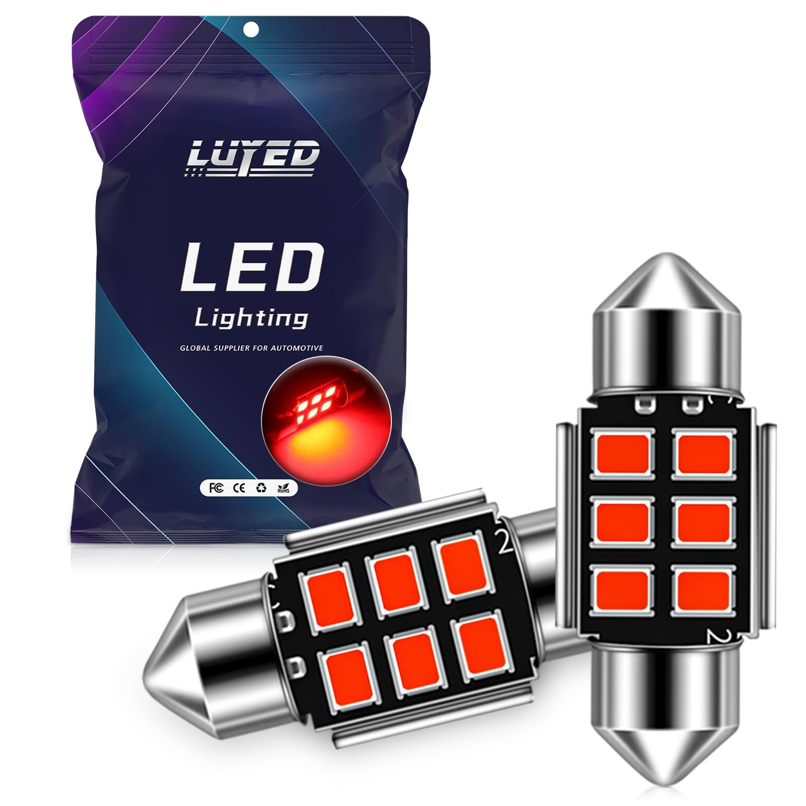 DE3175 LED Bulbs, Super Bright Red 2835 Chipsets Canbus Error Free 31mm 1.25\