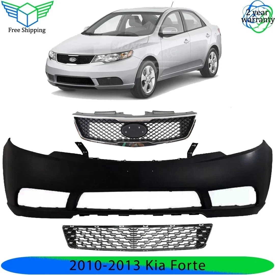 Front Bumper Cover Fascia & Grille Assembly Kit For 2010-2013 Kia Forte
