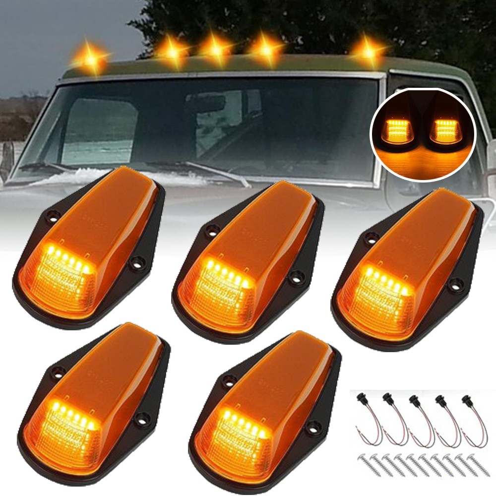 5PCS Amber LED Top Roof Cab Marker Lights for 1973-1997 Ford F150 F250 F350 NEW 5PCS Amber LED Top Roof Cab Marker Lights for 1973-1997 Ford F150 F250 F350 NEW
