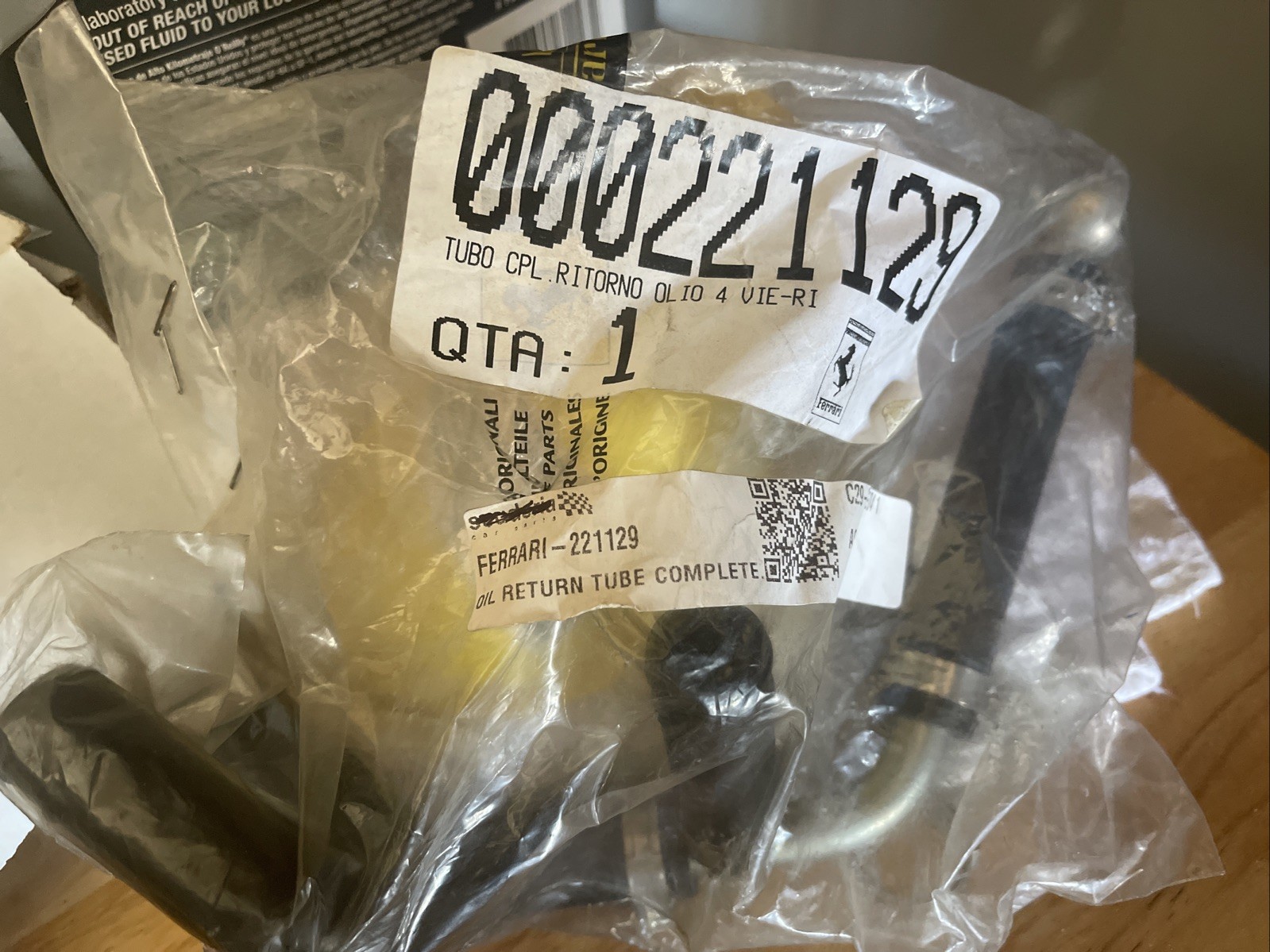 Ferrari Oil Return Tube Complete 000221129 Ferrari Oil Return Tube Complete 000221129