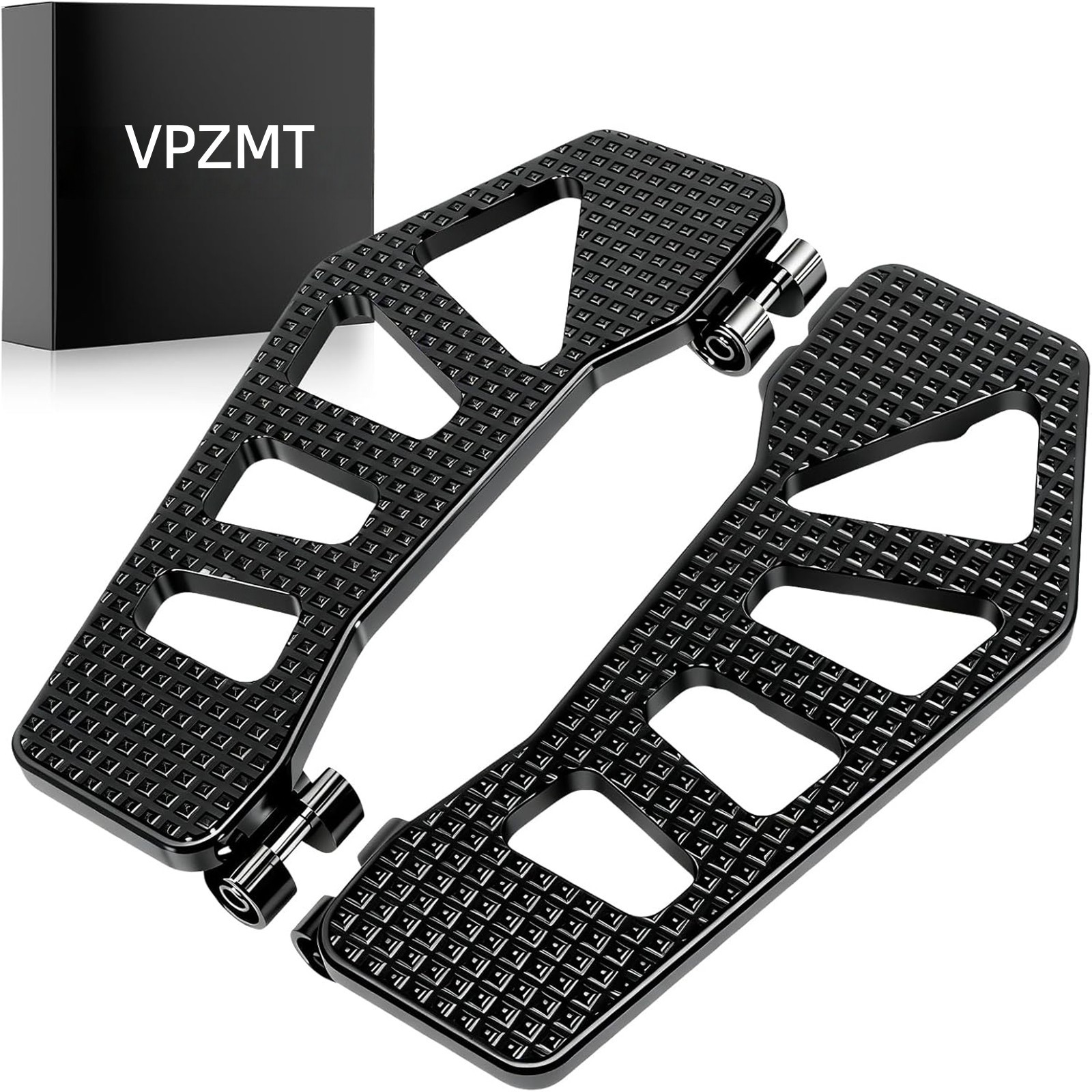 Black Driver Floorboards, Motorcycle Rider Footboards Front Footpegs for Harley