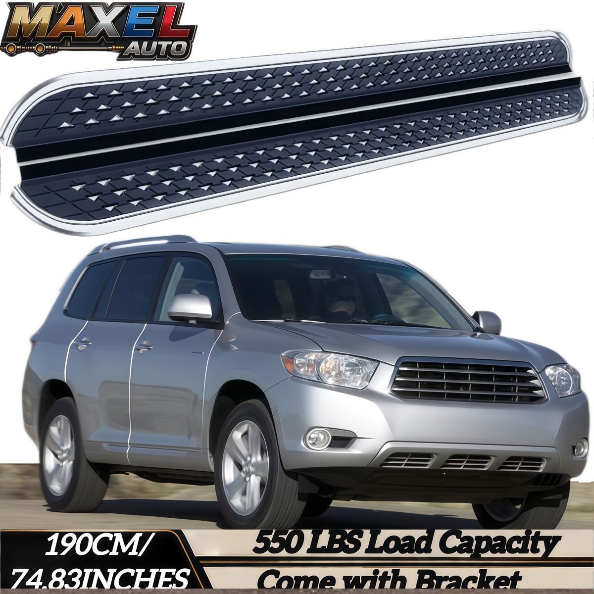 550LBS Alu Running Boards Side Steps Fits for  Toyota Highlander XU40 2008–2013