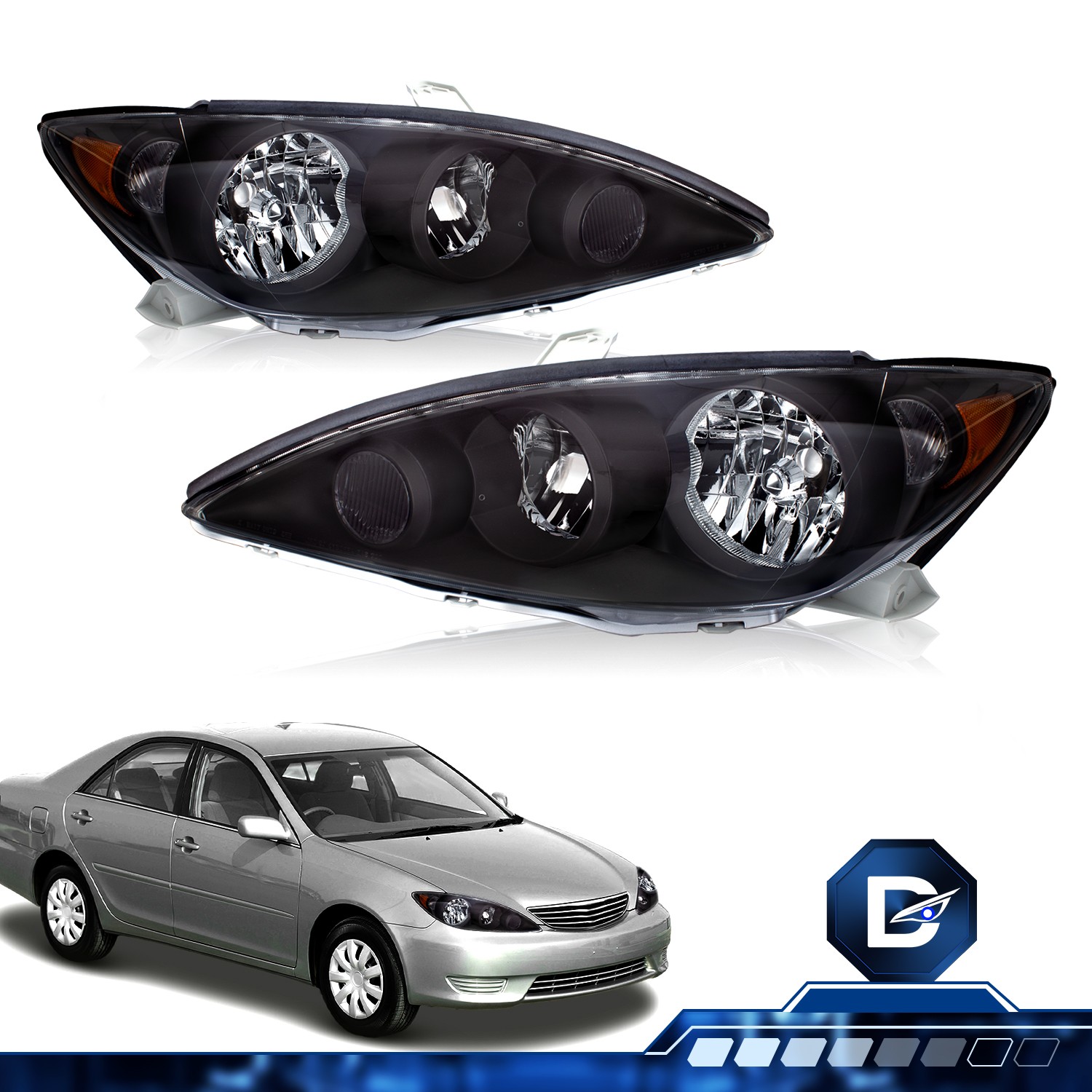 For 2005 2006 Toyota Camry LE SE XLE Sedan Black Amber L+R Headlights Assembly For 2005 2006 Toyota Camry LE SE XLE Sedan Black Amber L+R Headlights Assembly