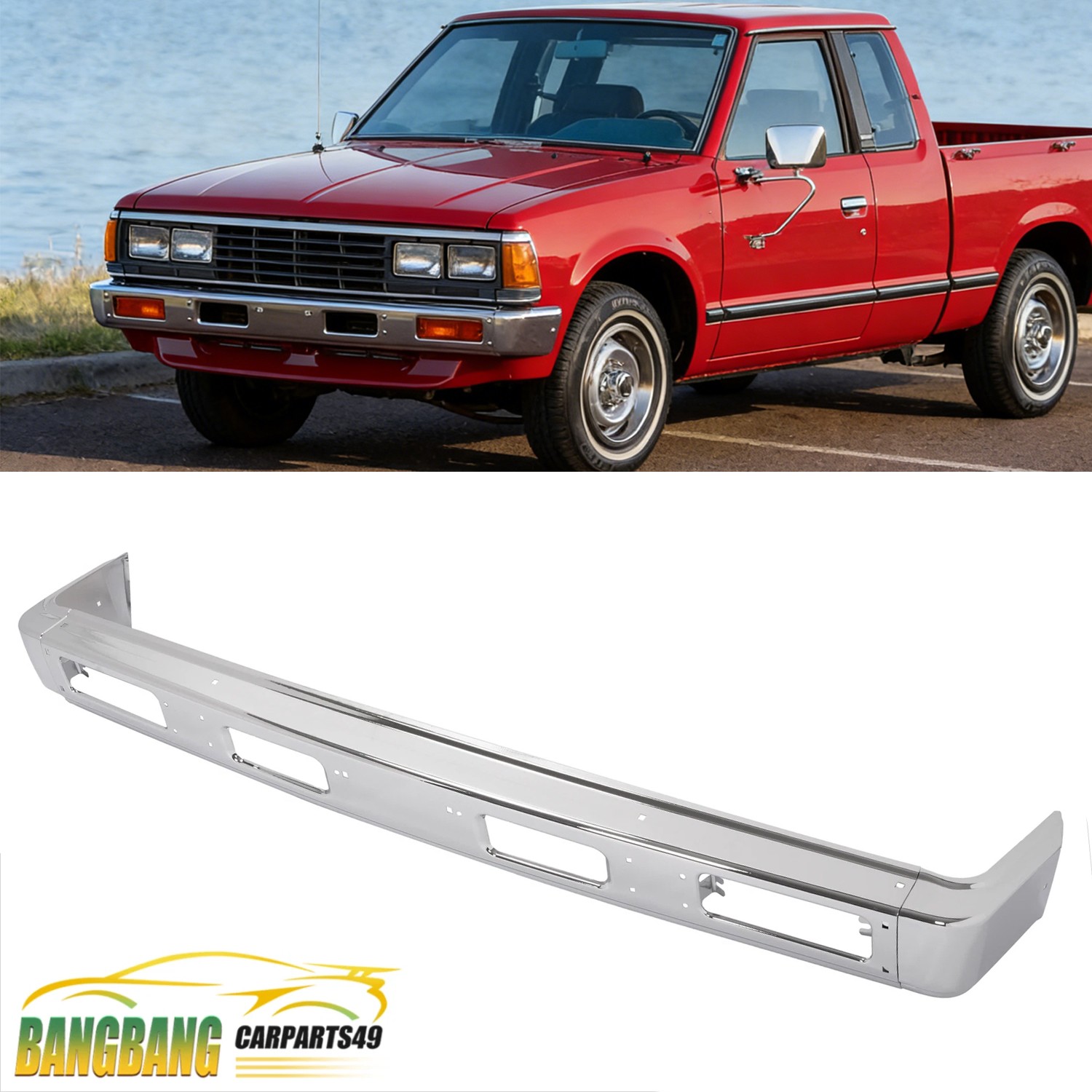 For Nissan 720 Pickup D21 1983-1985 2WD 3PC Chrome Front Bumper Face Bar+End Cap For Nissan 720 Pickup D21 1983-1985 2WD 3PC Chrome Front Bumper Face Bar+End Cap