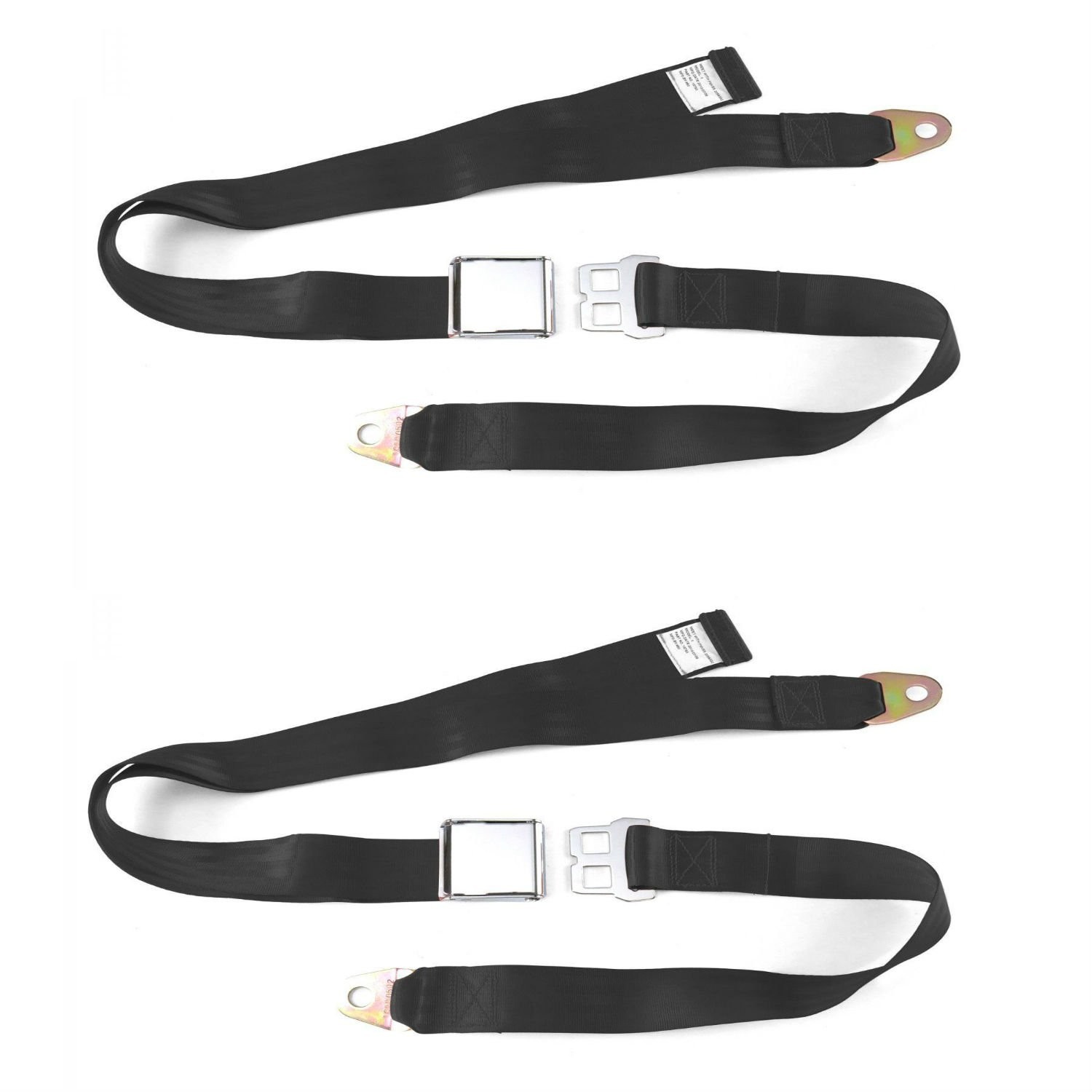 2PC 2 Point Black Lap Seat Belt with DOT Cert 88 Inch (Pair) 