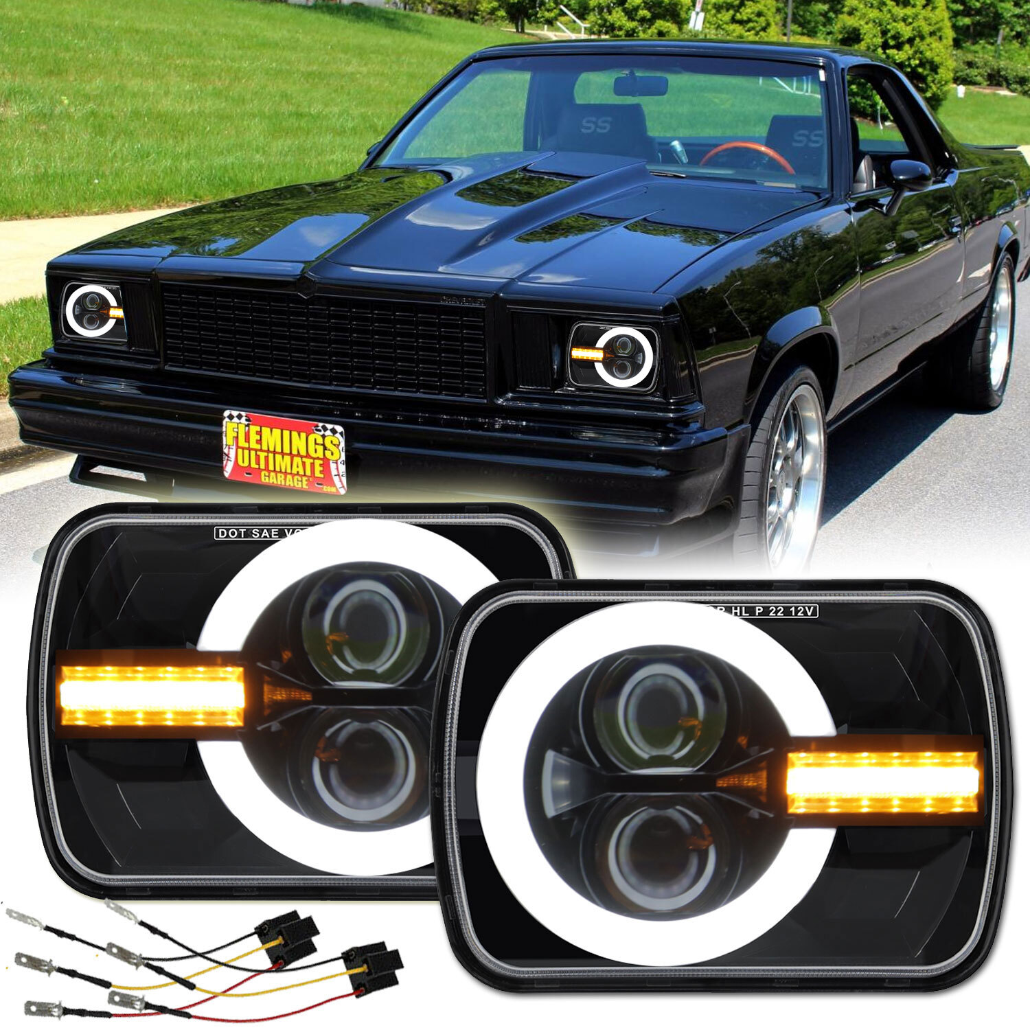 2X 7x6 5x7 LED Headlights DRL for Chevy El Camino 1978-1981 Classic LUV Truck 01 2X 7x6 5x7 LED Headlights DRL for Chevy El Camino 1978-1981 Classic LUV Truck 01