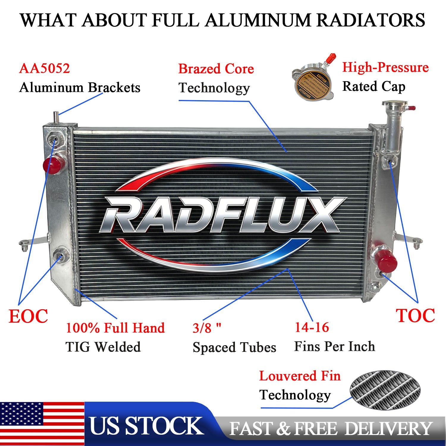 Aluminum Radiator For 1996-2005 Chevrolet Astro  GMC Safari SL SLE SLT SLX V6 AT
