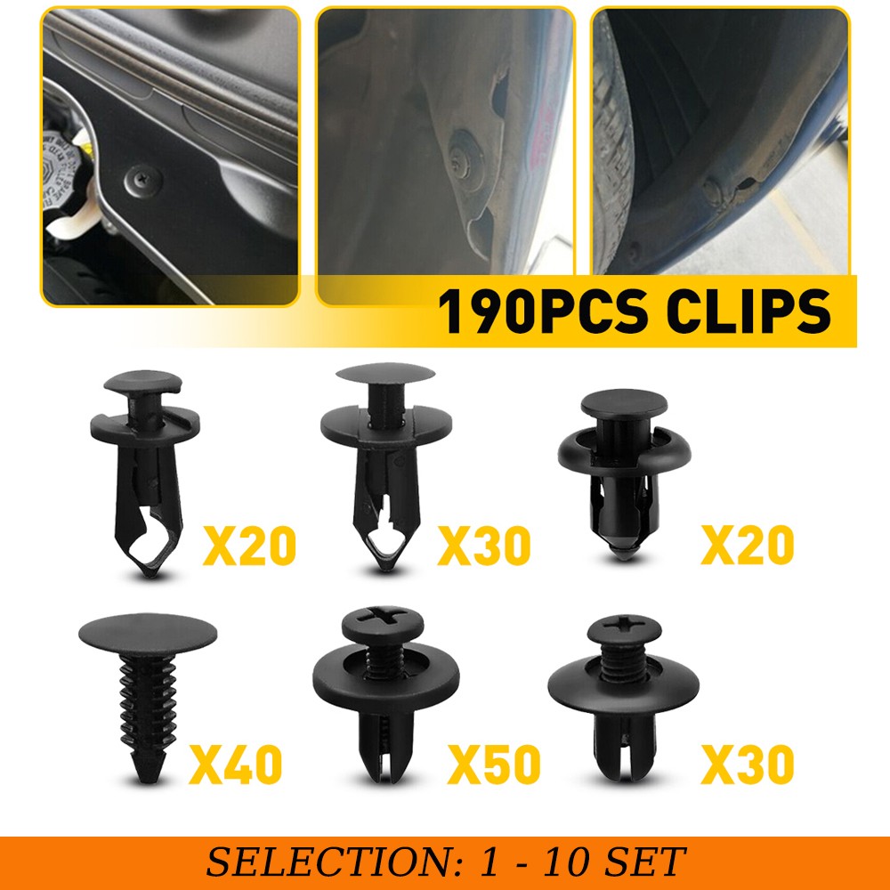 190-1900X Auto Bumper Clips Rivet Fastener Fender Push Pin Retainer Trim 6 Size
