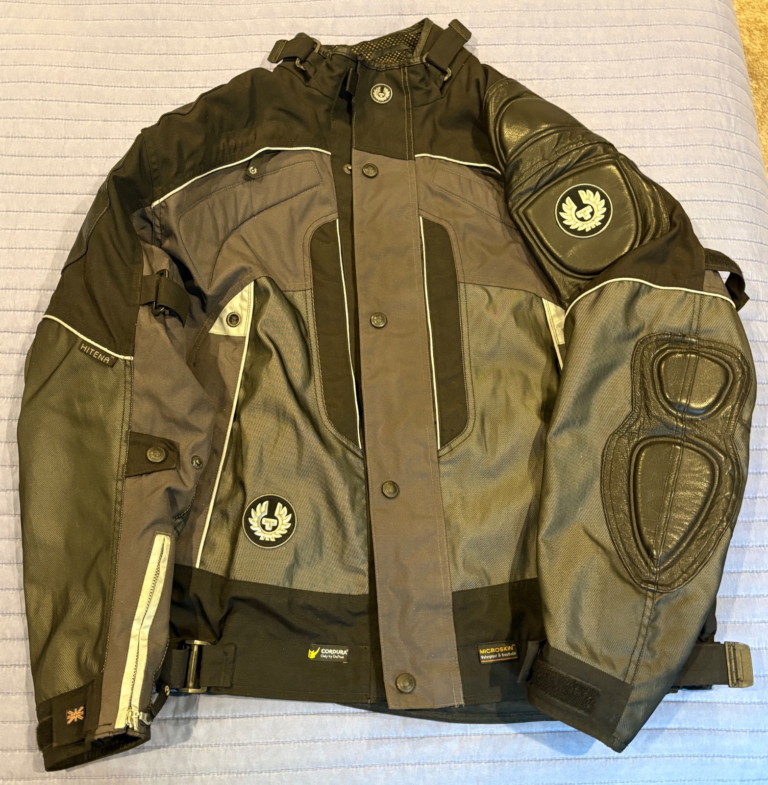 Cool Vintage XL Belstaff Textile and Leather Armored Motorcycle Jacket w/ Liner Cool Vintage XL Belstaff Textile and Leather Armored Motorcycle Jacket w/ Liner