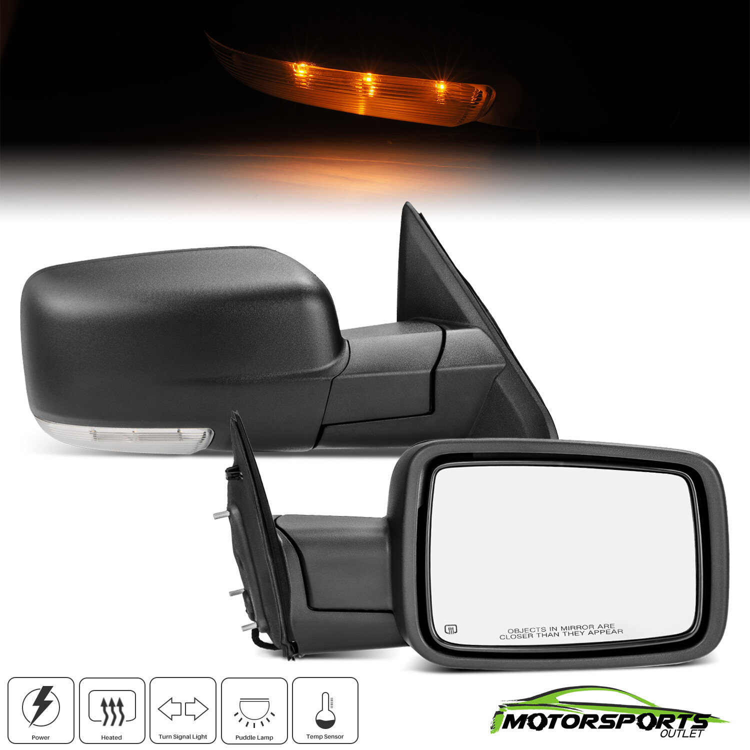 Towing Mirrors For Dodge Ram 2009-2018 Power Heated+Puddle Lamp+Temp Sensor
