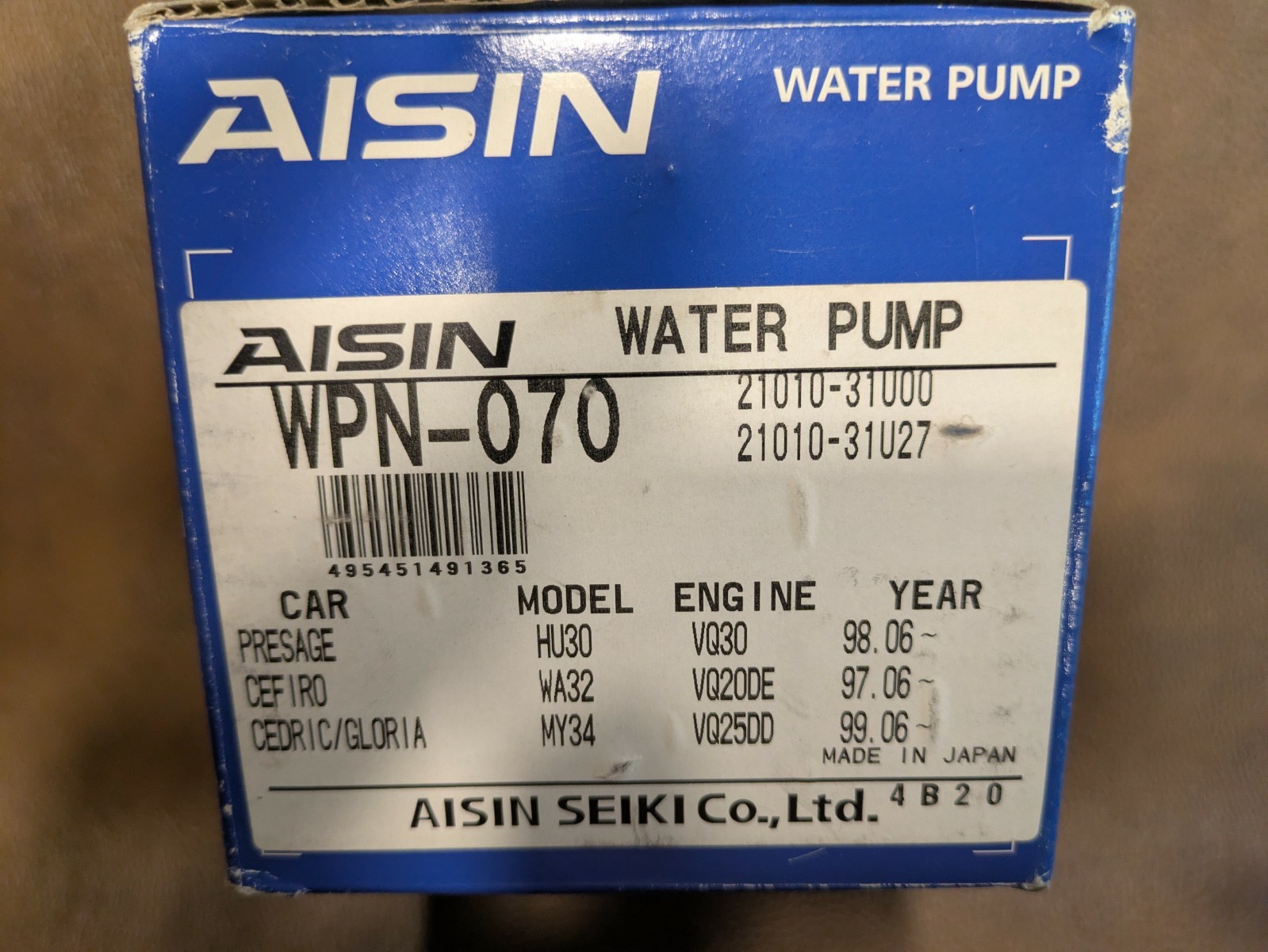 AISIN WPN-070 Engine Water Pump Assembly AISIN WPN-070 Engine Water Pump Assembly