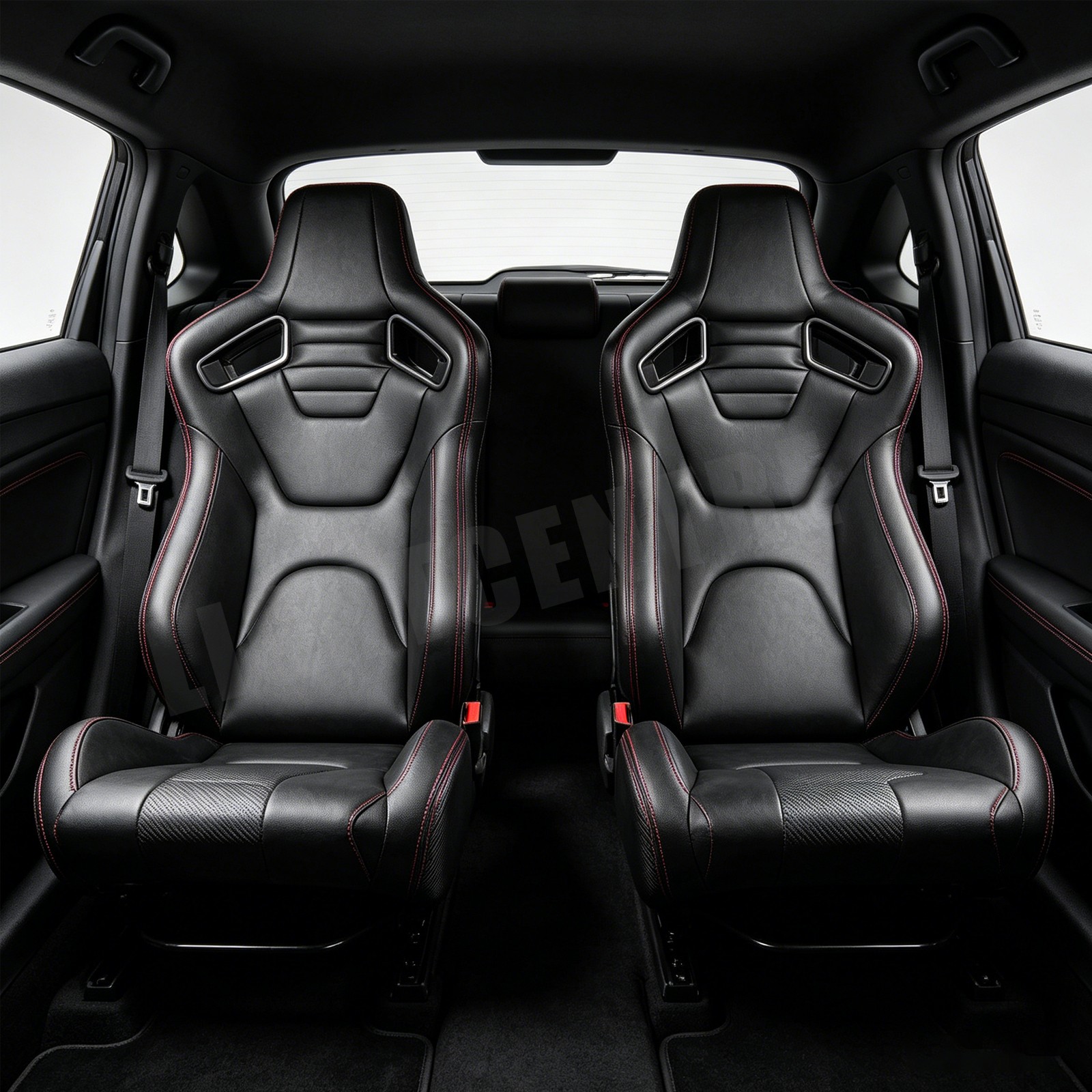 Universal PVC Leather Reclinable Black Racing Seats Car Seats Pair